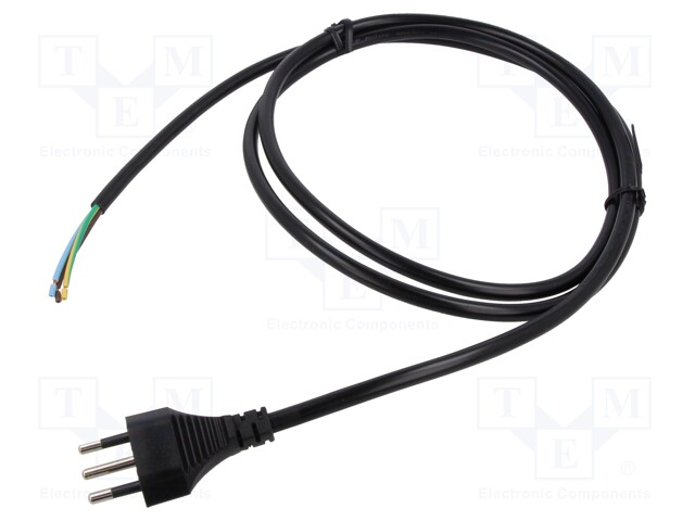 Cable; wires,SEV-1011 (J) plug; PVC; 1.8m; black; 3x1mm2; 10A; 250V