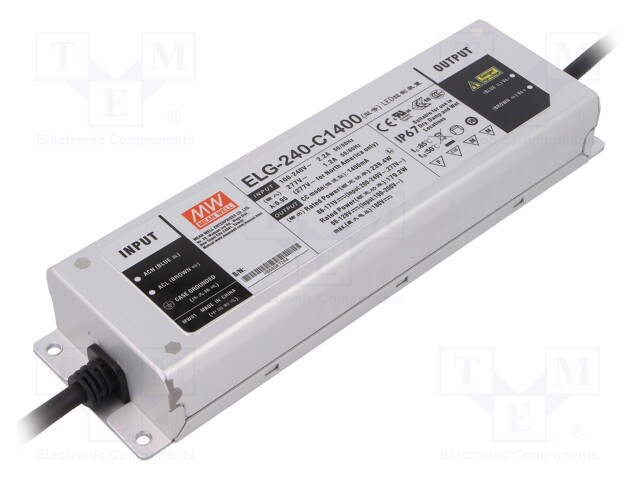 Power supply: switched-mode; LED; 239.4W; 86÷171VDC; 1400mA; IP67