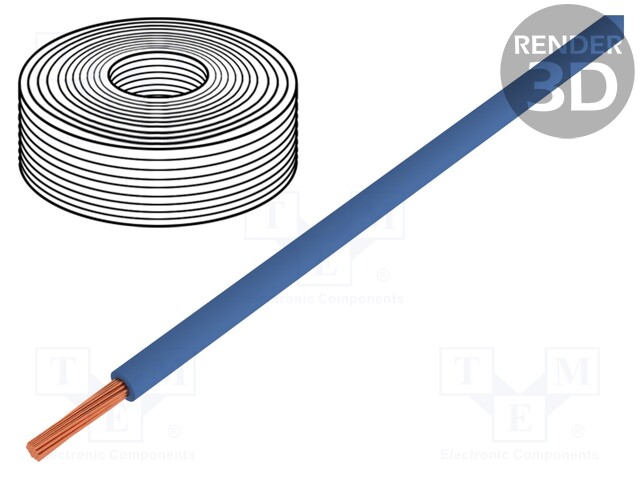 Wire; stranded; Cu; 0.14mm2; PVC; blue; 60V; 10m; 1x0.14mm2