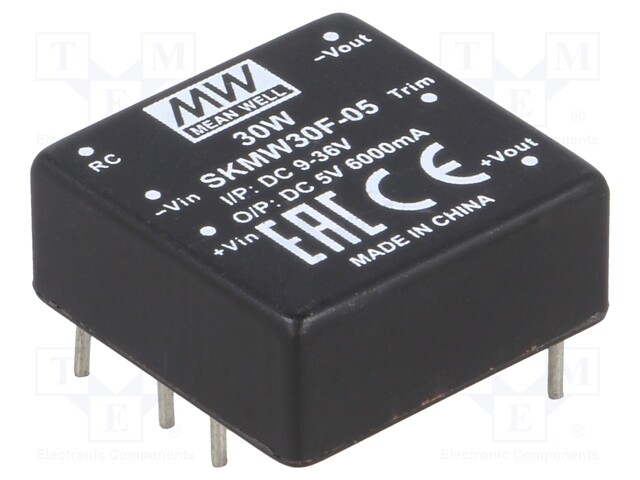 Converter: DC/DC; 30W; Uin: 9÷36V; 5VDC; Iout: 0÷6000mA; 1"x1",DIP