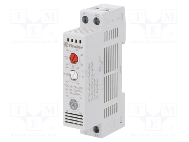 Module: higrothermostat; 17.5x88.8x47.8mm; IP20; Mounting: DIN