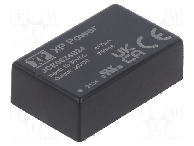 Isolated Board Mount DC/DC Converter, 2:1 Input, ITE, 1 Output, 6 W, 24 V, 250 mA