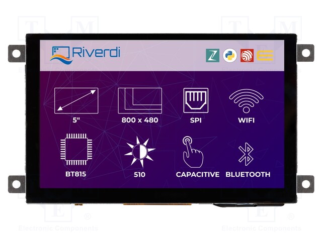 Display: LCD; graphical; 800x480; 137.5x76.6x18.3mm; 5"; LED; 5VDC