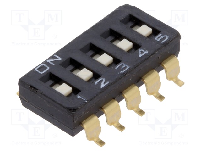 Switch: DIP-SWITCH; Poles number: 5; ON-OFF; 0.025A/24VDC; Pos: 2