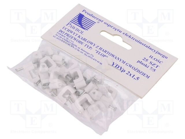 Holder; white; Application: YDYp 2x1,5,for flat cable; 25pcs.