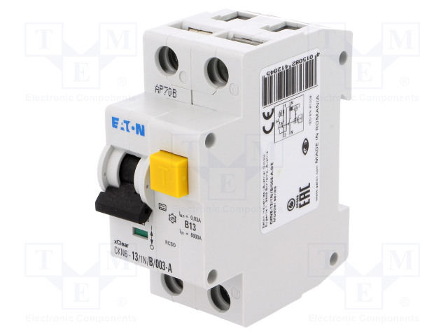 RCBO breaker; Inom: 13A; Ires: 30mA; Max surge current: 250A; 230V