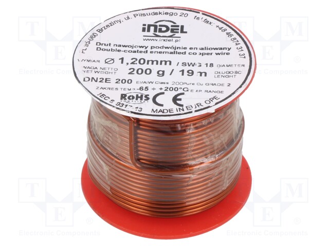 Coil wire; double coated enamelled; 1.2mm; 200g; -65÷200°C