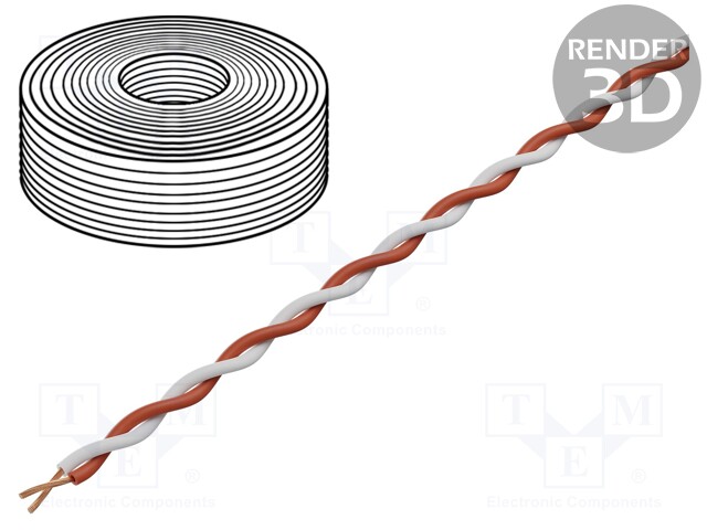 Wire: test lead cable; stranded; 2x0,14mm2; red,white; 10m