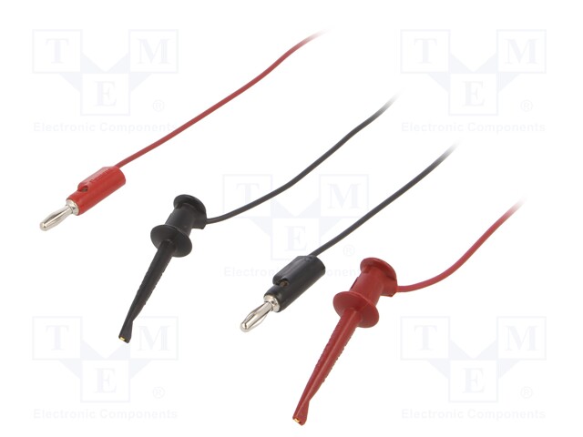 Test lead; 60VDC; 30VAC; 5A; 4mm banana plug-mini hook; black,red