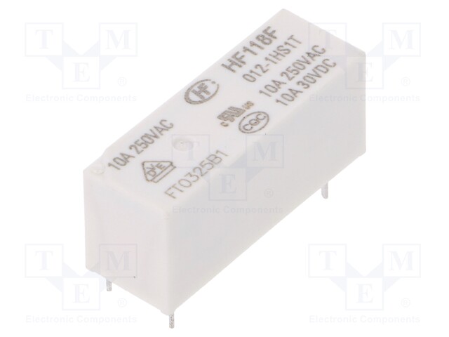 Relay: electromagnetic; SPST-NO; Ucoil: 12VDC; 10A/250VAC; 10A