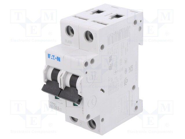 Circuit breaker; 230/400VAC; Inom: 0.5A; Poles: 2; DIN; Charact: C