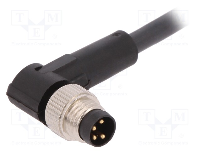 Connection lead; M8; PIN: 4; angled; 2m; plug; 60VAC; 4A; -25÷80°C