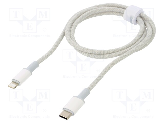 Cable; USB 2.0; Apple Lightning plug,USB C plug; 1m; white; 20W