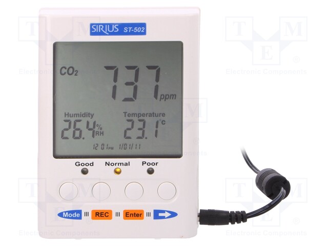 Sensor; Range: 0÷50°C,0÷9999ppm,5÷95%; Interface: USB