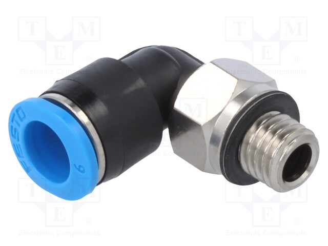 Push-in fitting; angled 90°; Input thread: M7; -0.95÷6bar; 6mm