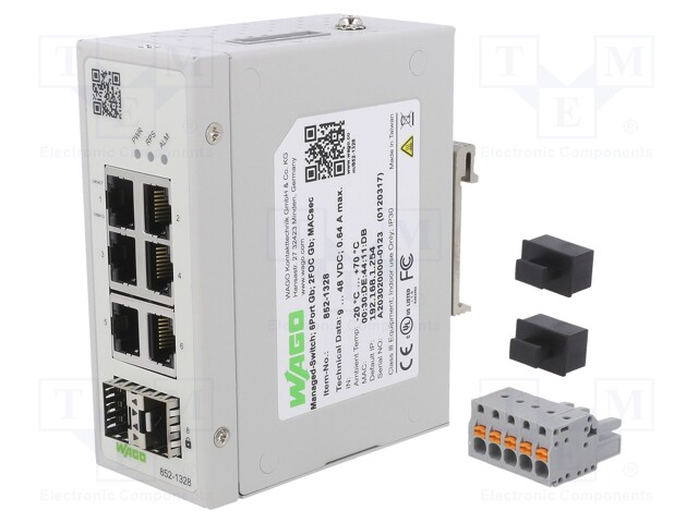 ENET SW, INDUS, RJ45X6/SFPX2, DIN RAIL