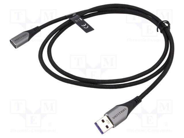 Cable; magnetic,USB 2.0; USB A plug; nickel plated; 1m; black