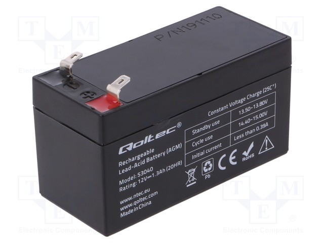 Re-battery: acid-lead; 12V; 1.3Ah; AGM; maintenance-free