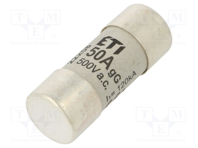 Fuse: fuse; gG; 50A; 500VAC; cylindrical,industrial; 22x58mm