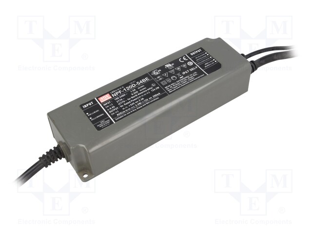 Power supply: switched-mode; LED; 124.2W; 32.4÷54VDC; 2.3A; IP67