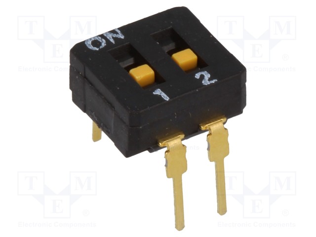 Switch: DIP-SWITCH; Poles number: 2; ON-OFF; 0.03A/30VDC; Pos: 2