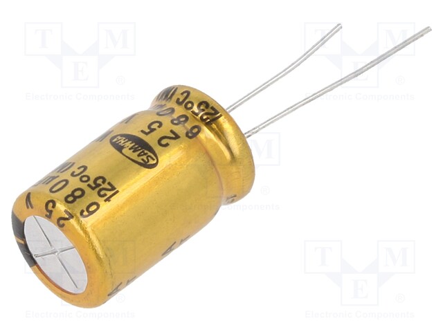 Capacitor: electrolytic; THT; 680uF; 25VDC; Ø12.5x20mm; ±20%; 5000h