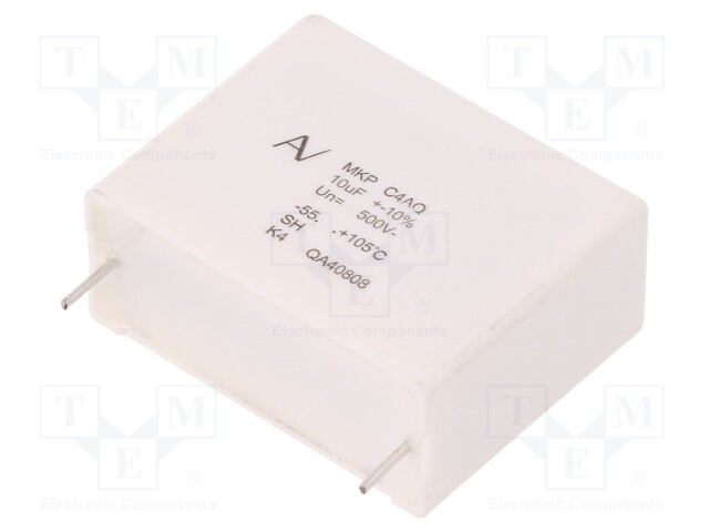 Capacitor: polypropylene; DC-Link; 10uF; ESR: 8.1mΩ; C4AQ; THT; ±10%