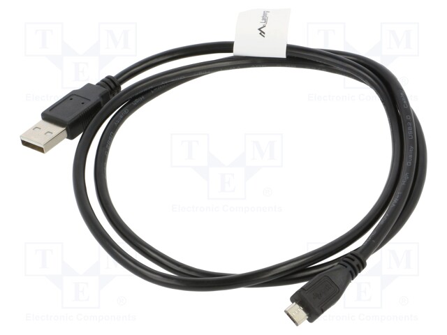 Cable; USB 2.0; USB A plug,USB B micro plug; gold-plated; 1m