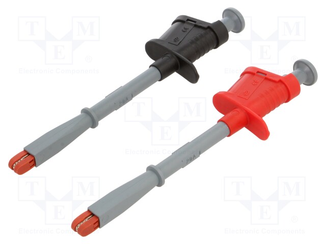 Clip-on probe; 20A; red and black; Clip-on probe: crocodile