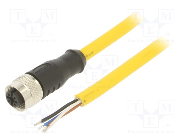 Connection lead; M12; PIN: 5; straight; plug; 250VAC; 4A; PVC; IP68