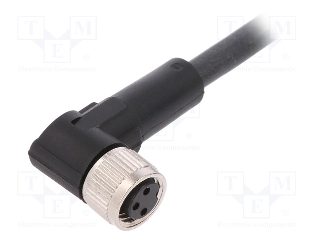 Connection lead; M8; PIN: 3; angled; 5m; plug; 60VAC; 4A; -25÷80°C