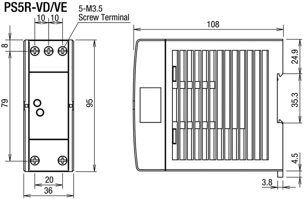 Power supply: switched-mode; 90W; 24VDC; 3.75A; Mounting: DIN