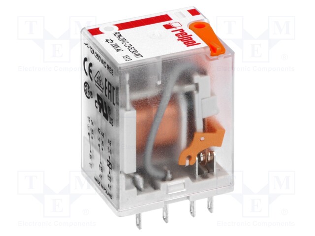 Relay: electromagnetic; DPDT; Ucoil: 230VAC; 12A/250VAC; 12A/24VDC