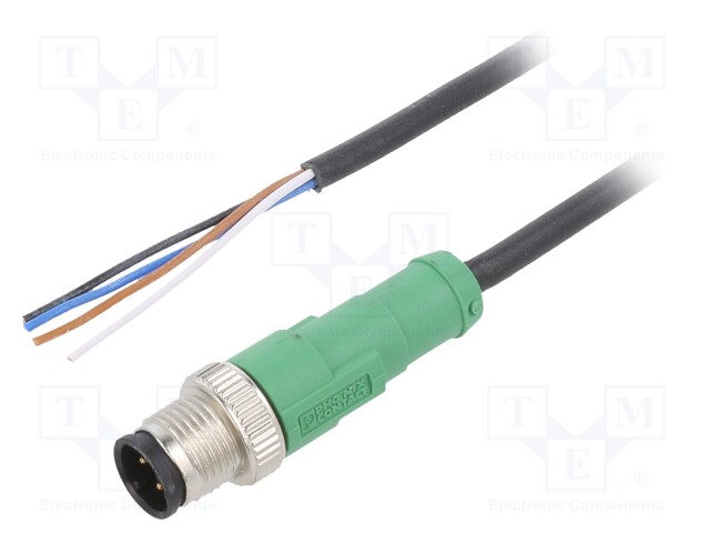 Connection lead; M12; PIN: 4; straight; 3m; plug; 250VAC; 4A; 250VDC