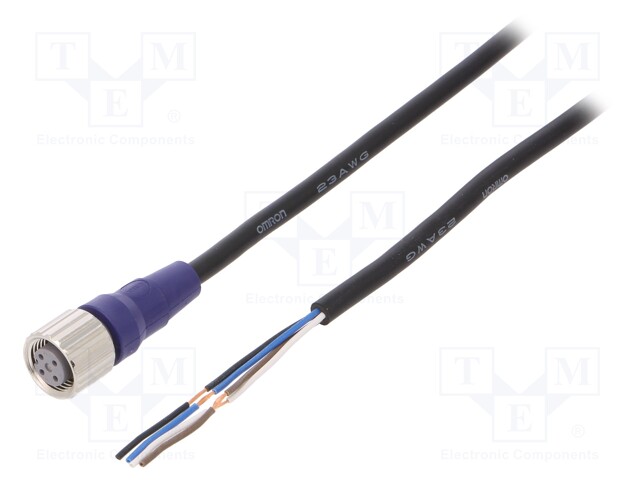 Connection lead; M12; PIN: 4; straight; 2m; plug; 0.8A; -10÷65°C