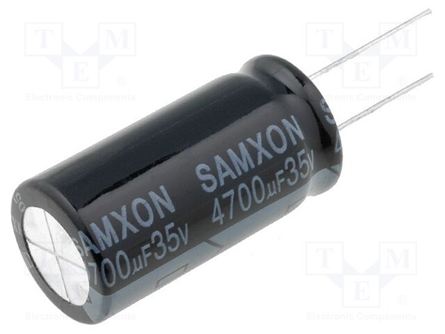 Capacitor: electrolytic; THT; 4700uF; 35VDC; Ø18x35mm; Pitch: 7.5mm