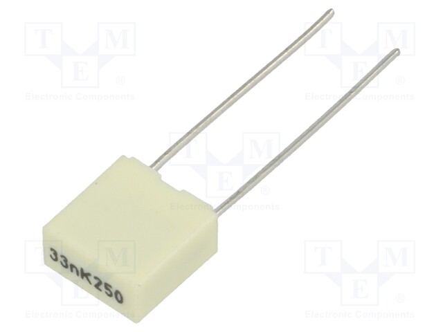 Capacitor: polyester; 33nF; 160VAC; 250VDC; Pitch: 5mm; ±10%