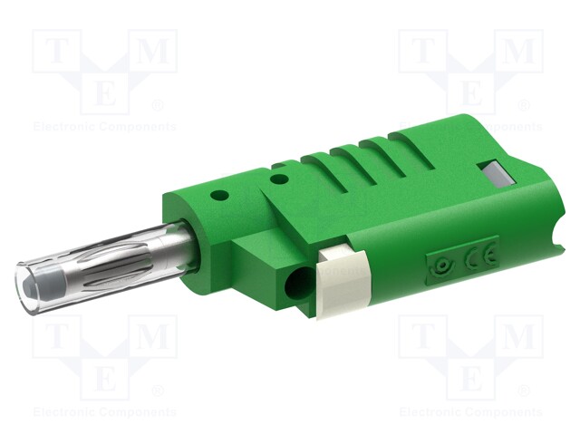 Plug; 4mm banana; 36A; 30VAC; 60VDC; green; insulated