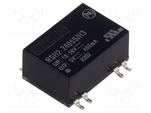 Converter: DC/DC; 2W; Uin: 18÷36V; SMD; 18.9x17.2x8.7mm; 2.5g; RSH2