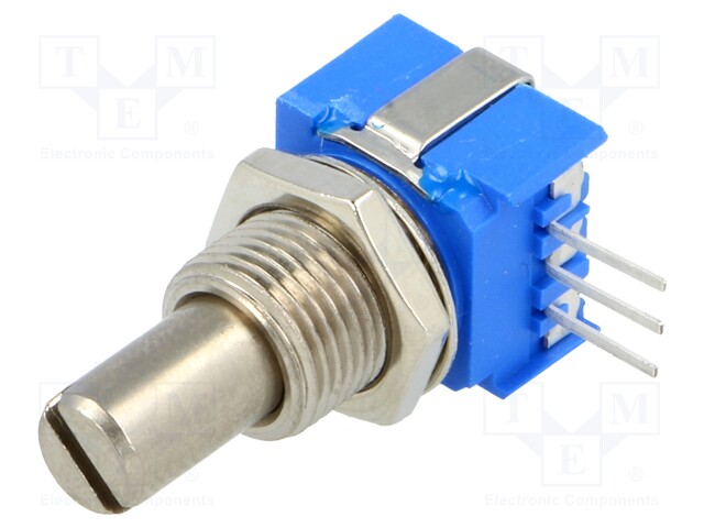 Potentiometer: shaft; single turn; 100kΩ; ±20%; 500mW; linear; THT