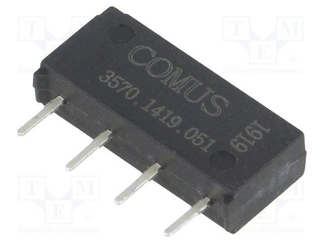 Relay: reed; SPST-NO; Ucoil: 5VDC; 500mA; max.200VDC; 10W; THT; SIP
