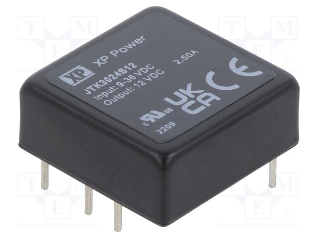 Isolated Board Mount DC/DC Converter, ITE, 1 Output, 30 W, 12 V, 2.5 A