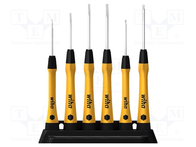 Kit: screwdrivers; Pcs: 6; precision; Phillips,slot; ESD