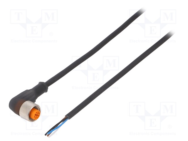 Connection lead; M12; PIN: 4; angled; 5m; plug; 4A; -25÷80°C; IP67