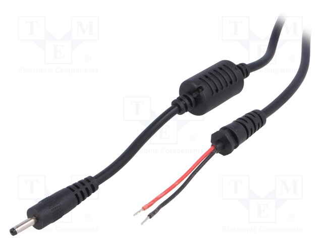 Cable; wires,DC 3,0/1,0 plug; angled; 0.5mm2; black; 1.2m