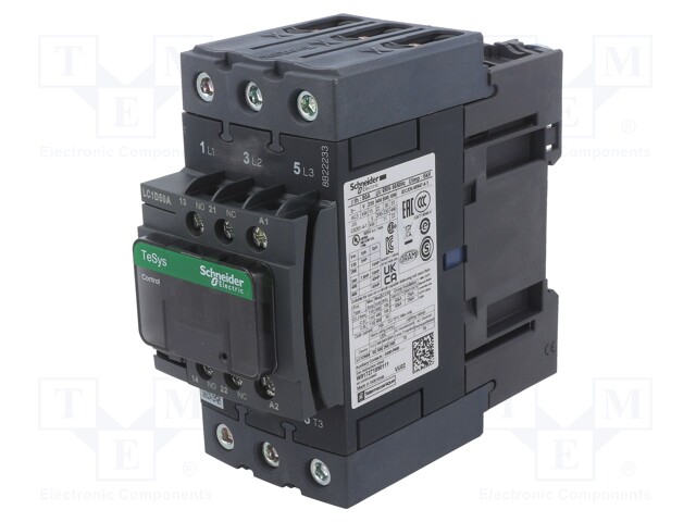 Relay Contactor, TeSys D Series, 3PST-NO, 3P, 50 A at 440 VAC, 33 kW at 690 VAC