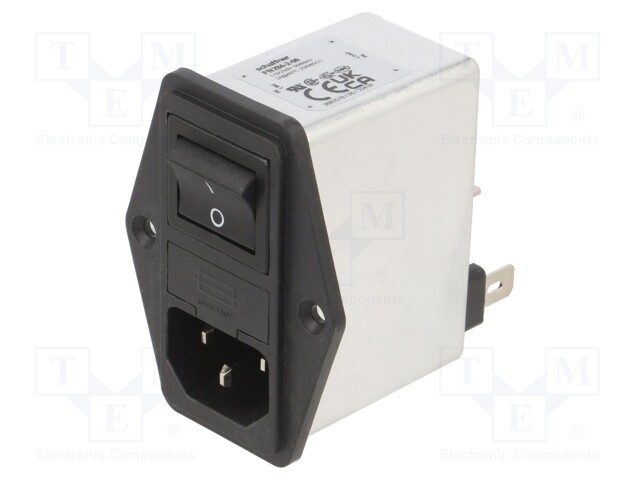 Filtered IEC Power Entry Module, IEC C14, General Purpose, 2 A, 250 VAC, 2-Pole Switch