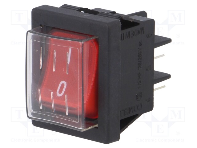 ROCKER; SPST; Pos: 2; ON-OFF; 16A/250VAC; red; max.125°C