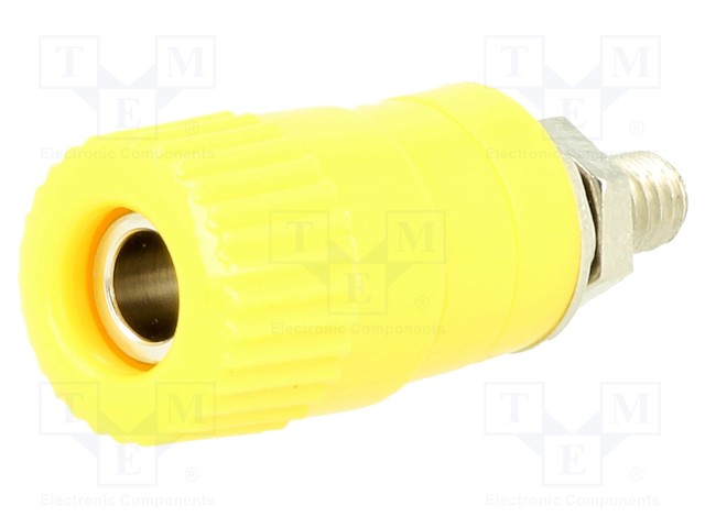 Socket; 4mm banana; 6A; 60VDC; Cutout: Ø6.2mm; yellow; 1mΩ