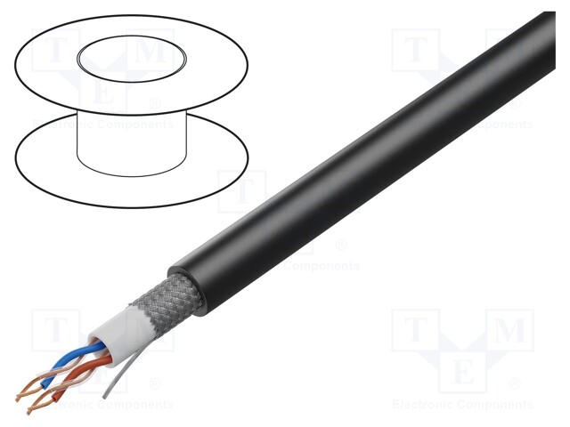 Wire: microphone cable; 2x2x0,22mm2; black; OFC; PVC; -15÷70°C
